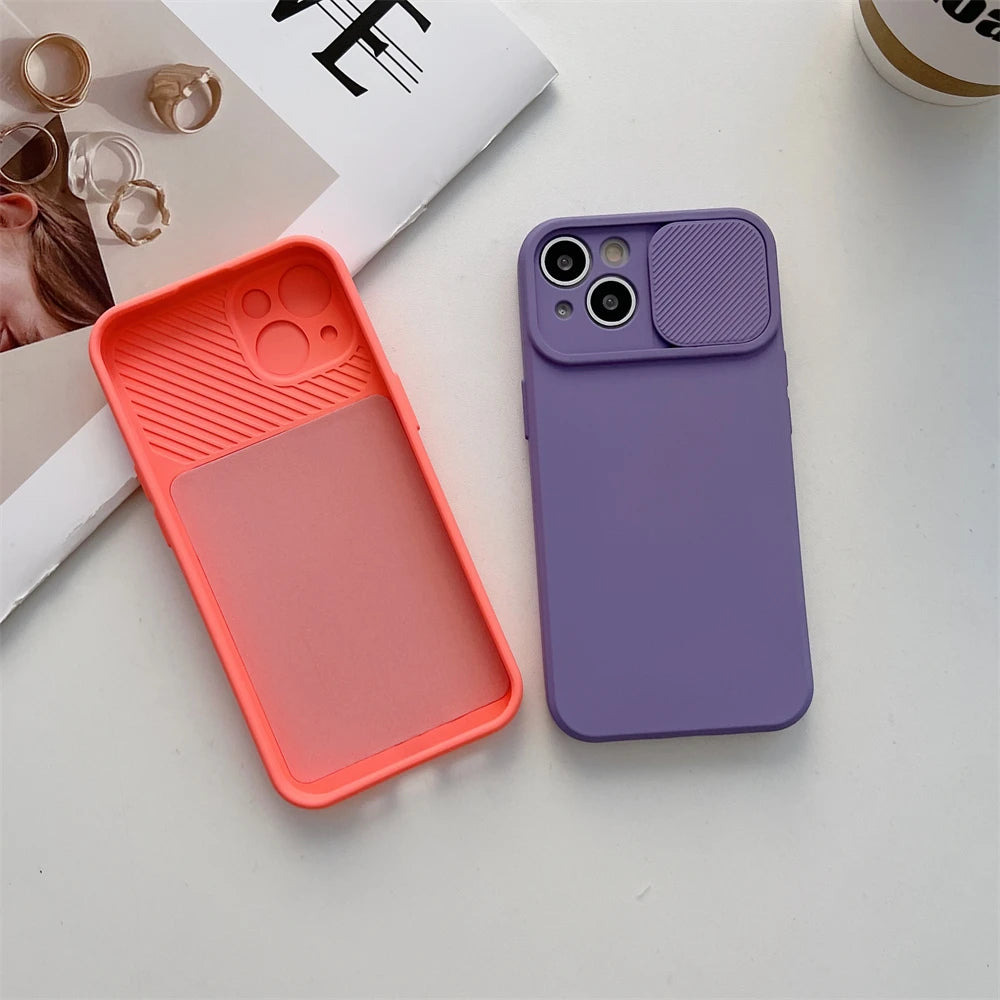 Funda con protector de cámara deslizante