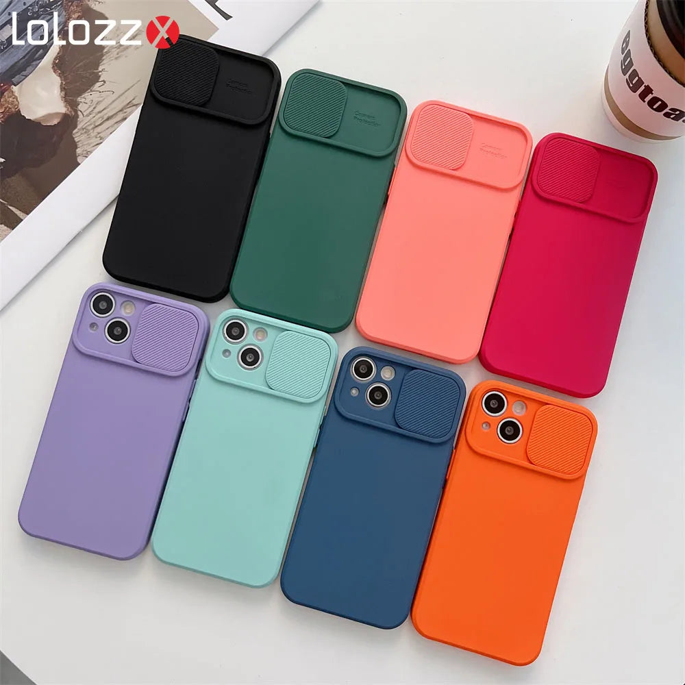 Funda con protector de cámara deslizante